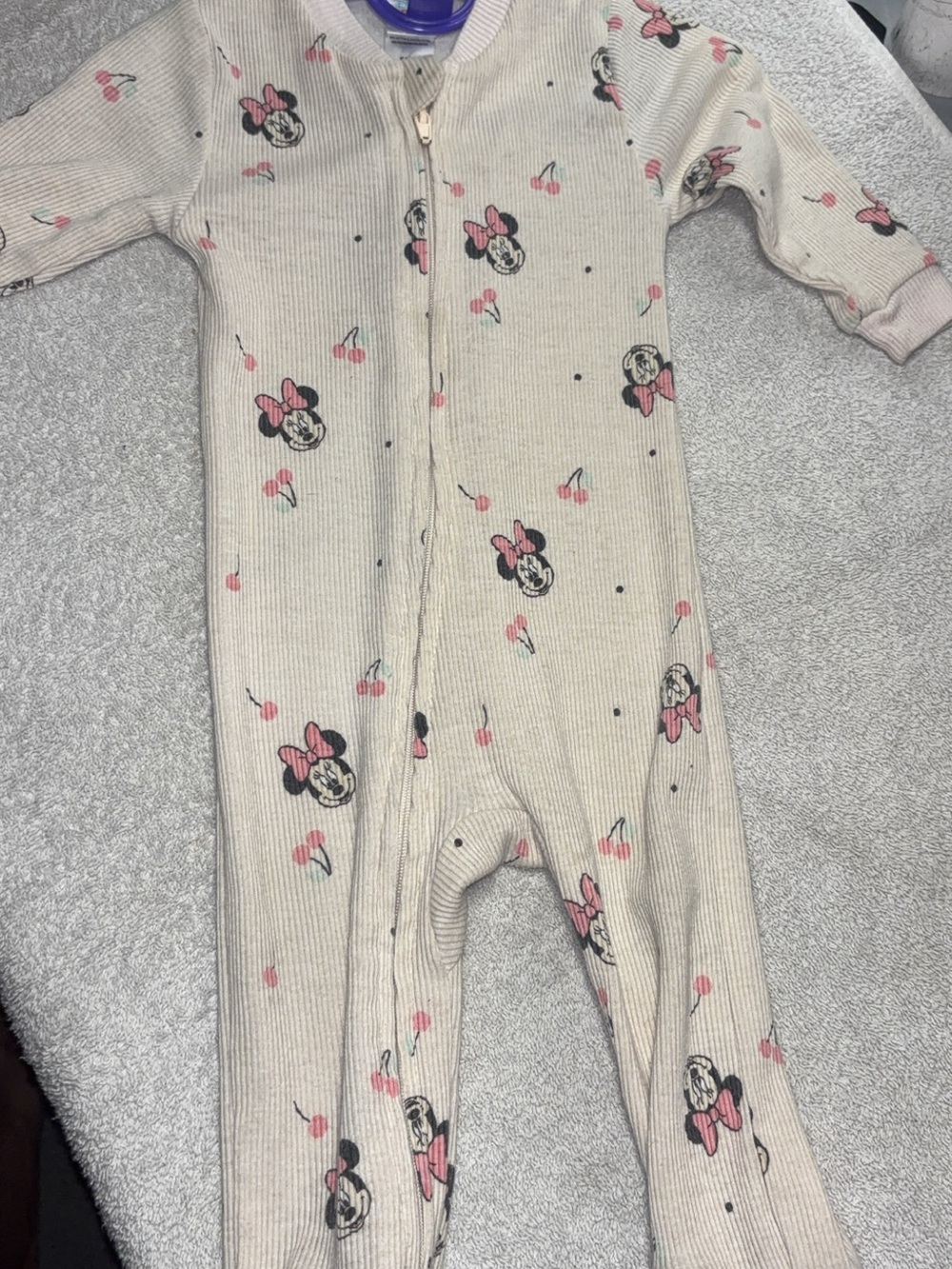 Disney Cream and Pink Minnie Mouse Footed Pajamas